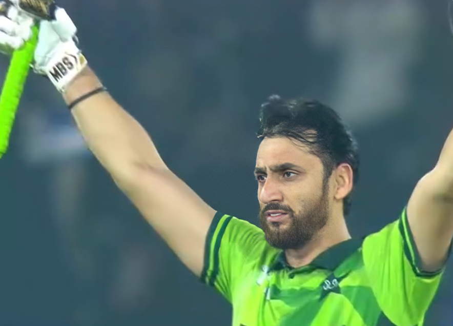 Salman Ali Agha celebrating century