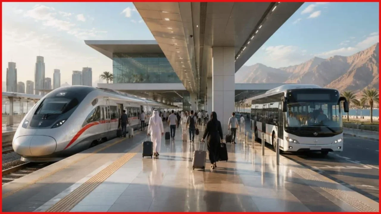 Etihad Rail shuttle bus in Abu Dhabi