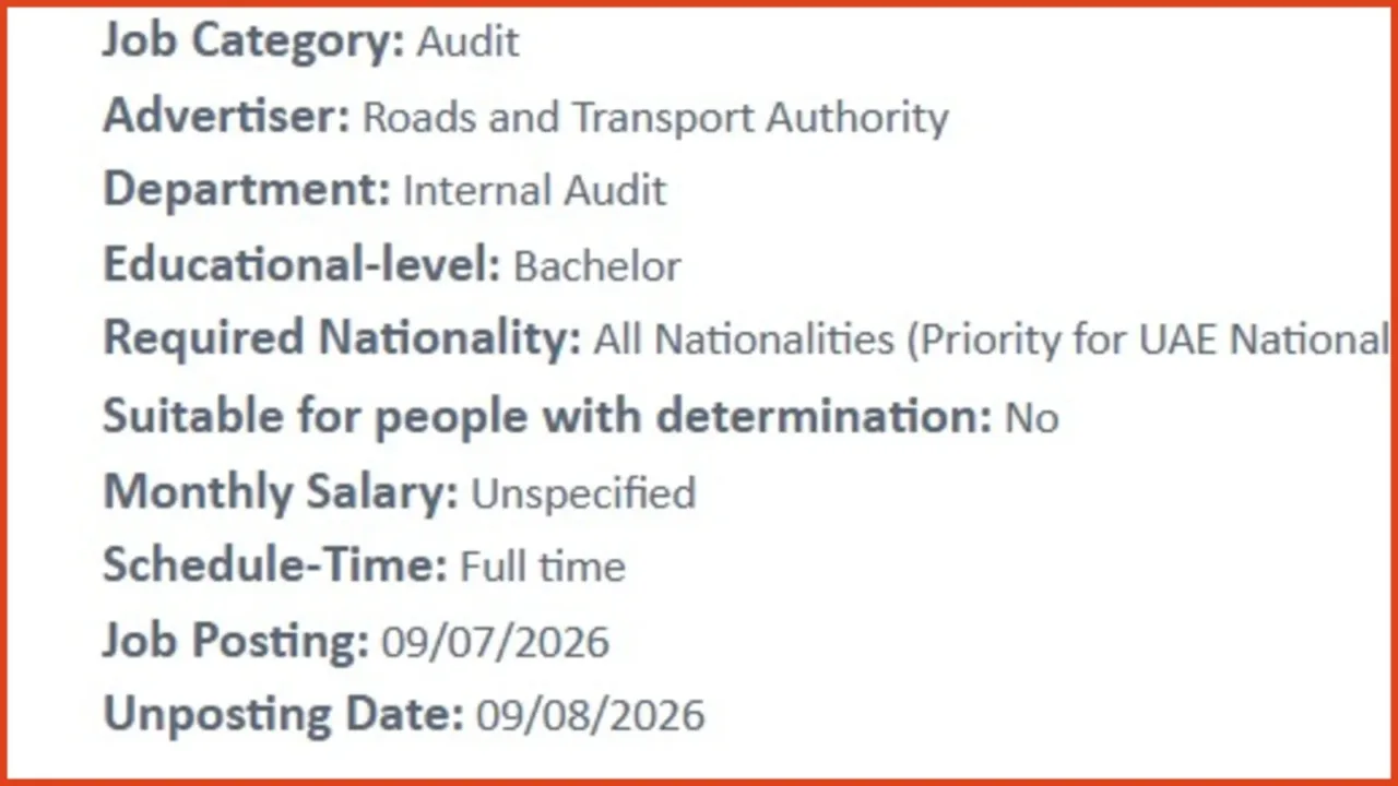 RTA Dubai IT Audit Job Vacancy RTA Dubai IT Audit Job Vacancy