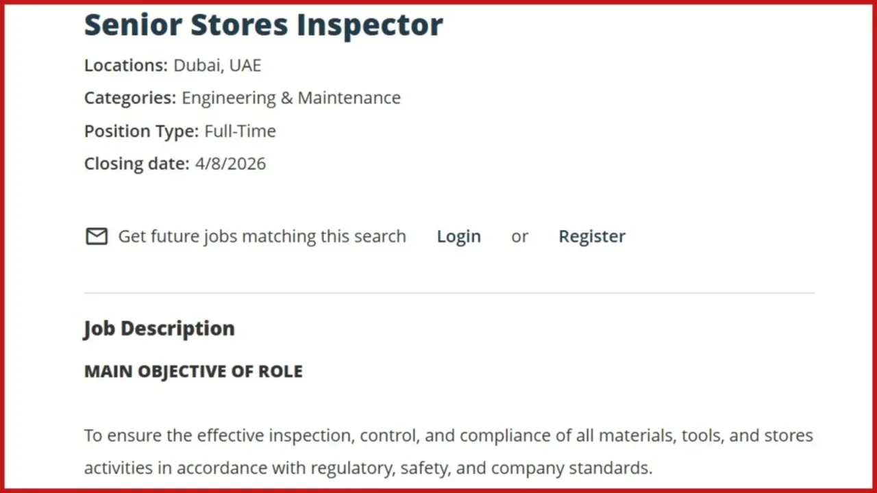 flydubai Senior Stores Inspector Job in Dubai