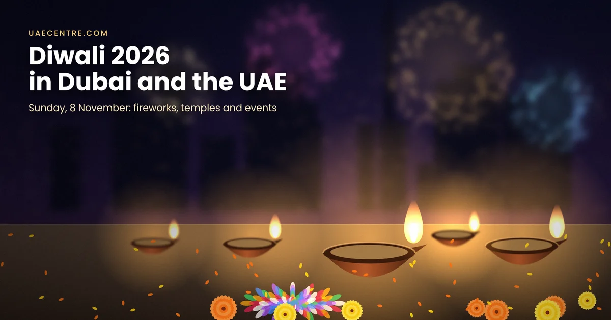Diwali 2026 celebrations in Dubai with diyas and fireworks
